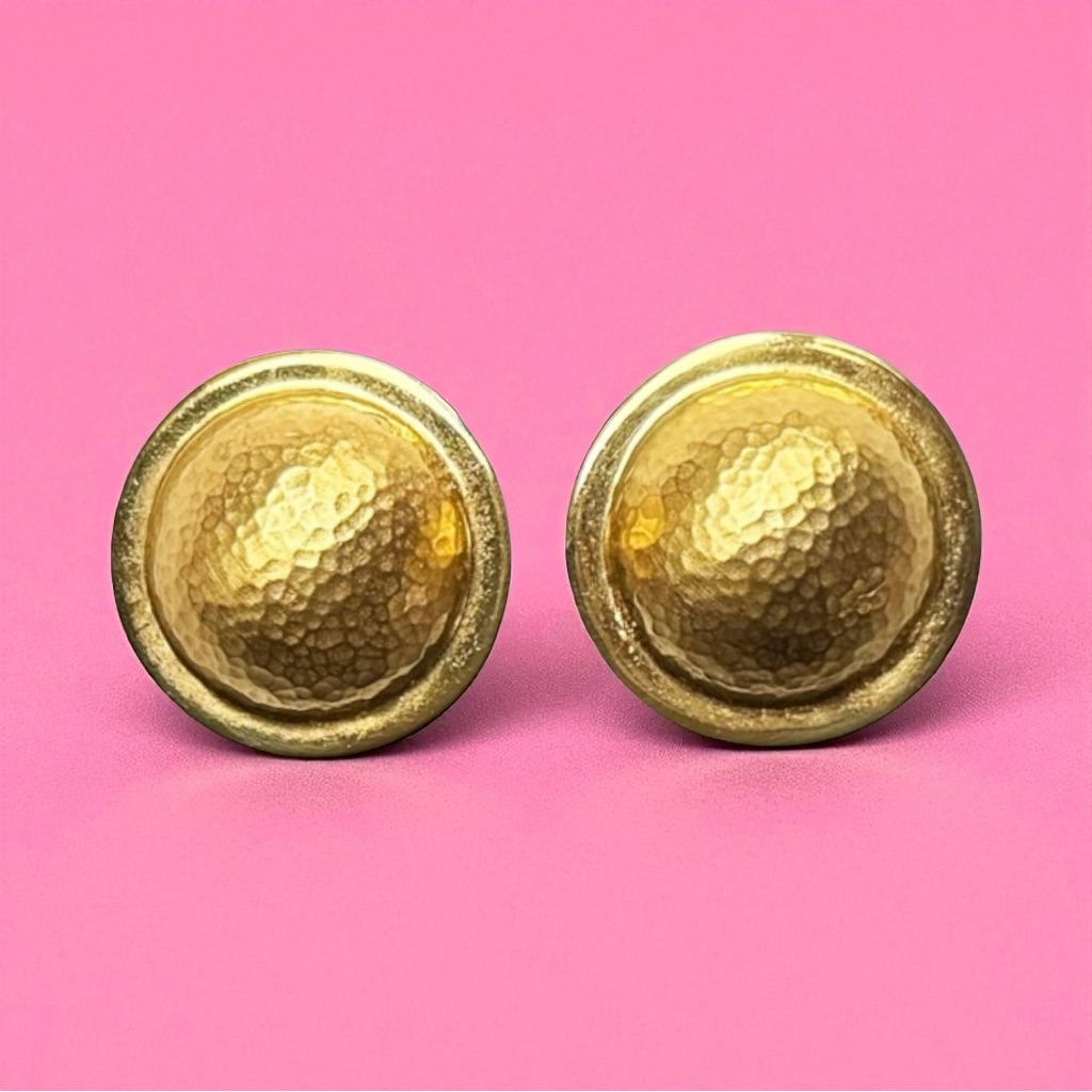 Les Bernard Vintage Hammered Goldtone Clip On Earrings